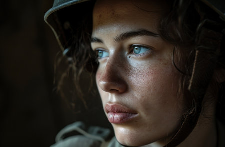 a woman wearing a helmetの素材