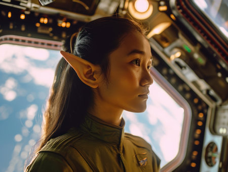 a woman in a space suitの素材