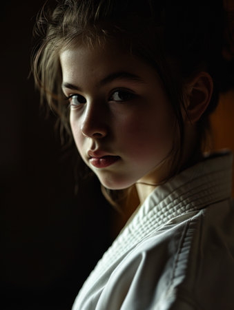 a girl in a white uniformの素材