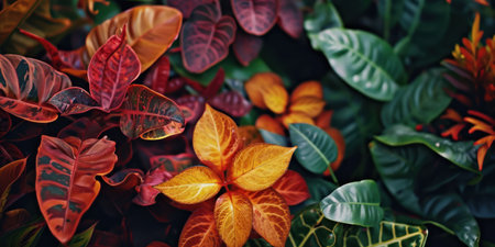 a close up of colorful leavesの素材