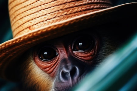 a monkey wearing a hatの素材