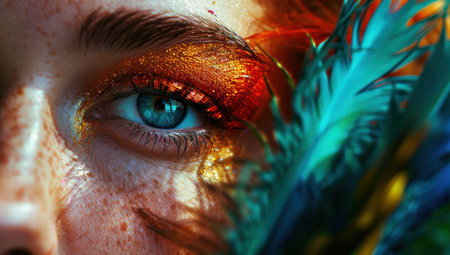 a close up of an eyeの素材