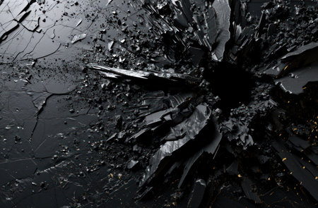 a black stone with small pieces of debrisの素材