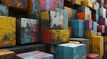 a stack of colorful cubesの素材