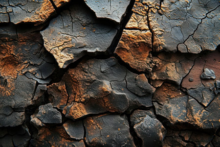 a close up of a cracked groundの素材