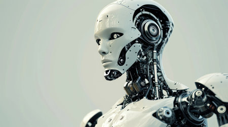 a white robot with metal partsの素材