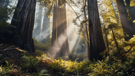 sun shining through the treesの素材