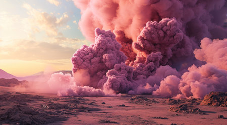 a large explosion in the desertの素材