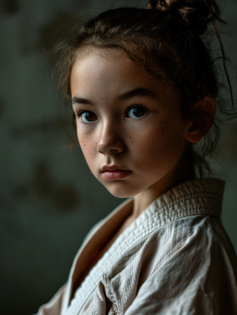 a girl looking at the cameraの素材