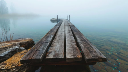 a wooden dock on waterの素材