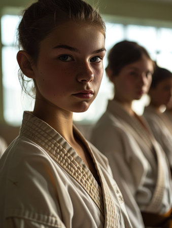 a group of girls in white robesの素材