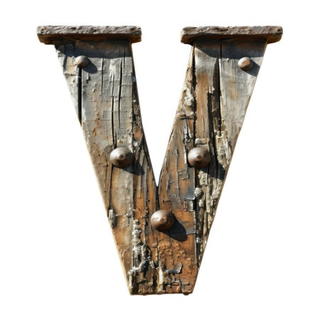 a wooden letter vの素材