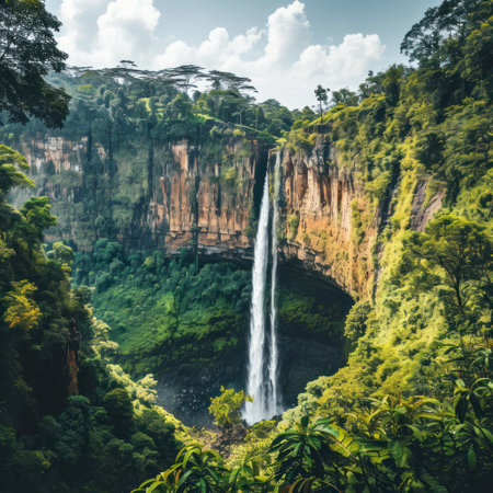 a waterfall in a forestの素材