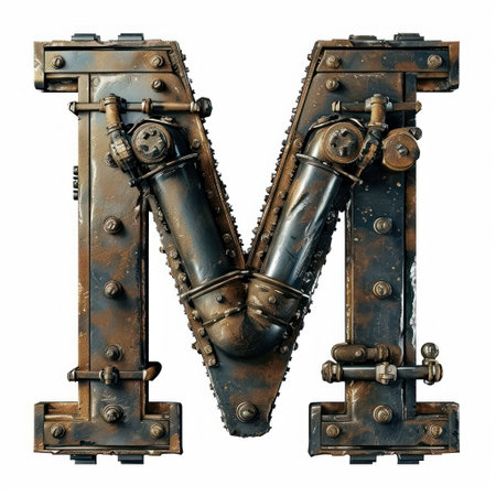 a metal letter with pipesの素材