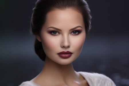 a woman with dark hair and makeupの素材