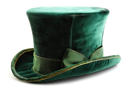 a green top hat with a bowの素材