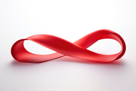 a red ribbon on a white surfaceの素材