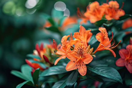 a close up of orange flowersの素材