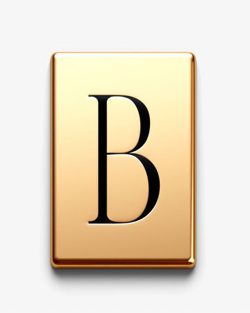 a gold rectangular object with a letter bの素材