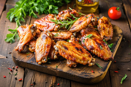 a plate of chicken wingsの素材