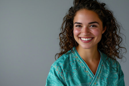 a woman smiling at cameraの素材