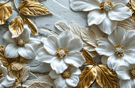 a close up of flowers and leavesの素材