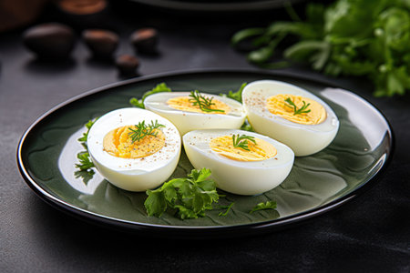 a plate of hard boiled eggsの素材