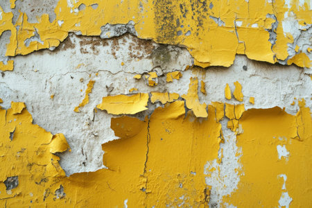 a yellow paint peeling off a wallの素材