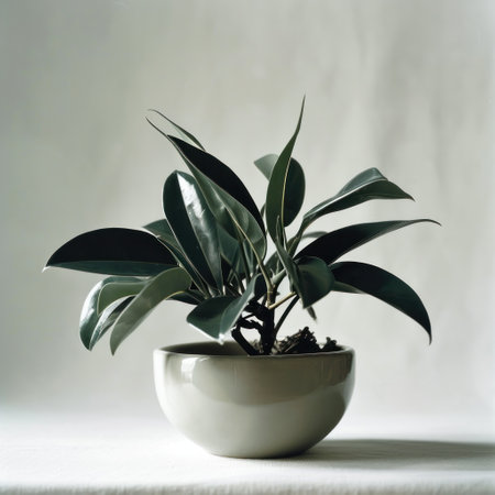 a potted plant in a white bowlの素材