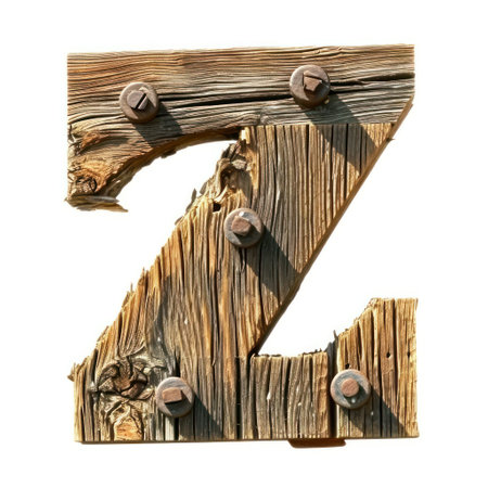 a wooden letter with screwsの素材