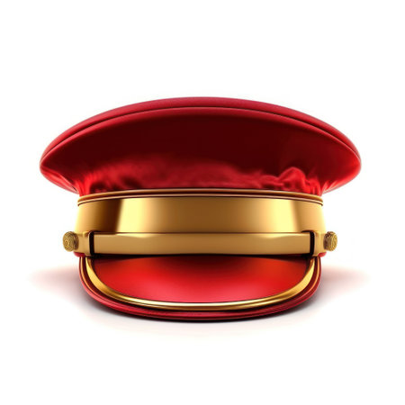 a red hat with gold trimの素材