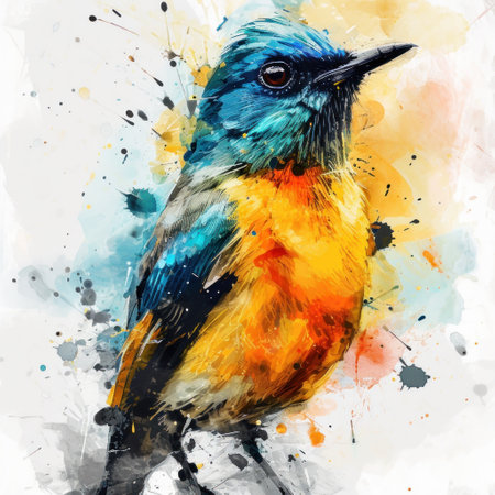 a bird with a colorful headの素材