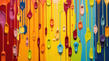 a wall with many colors drippingの素材
