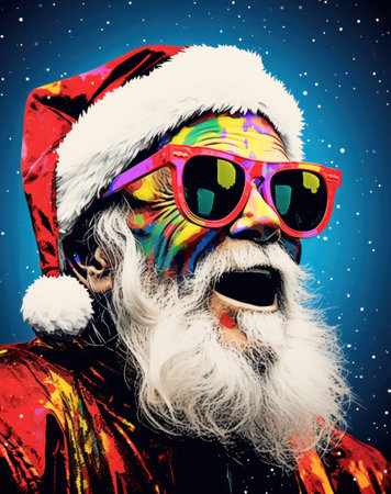 a man with a beard and colorful face paintの素材