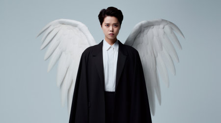 a woman with white wingsの素材