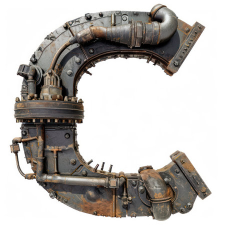 a metal letter with pipesの素材