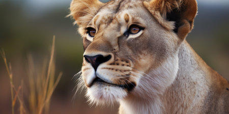 a close up of a lionの素材