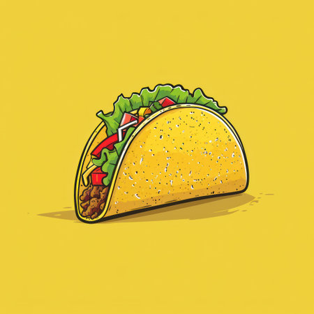 a taco on a yellow backgroundの素材