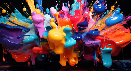 a colorful paint splashing out of itの素材