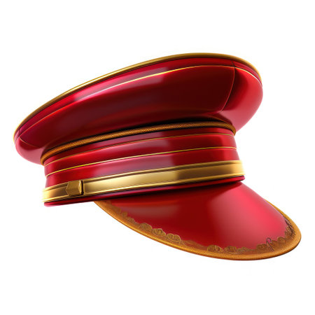 a red hat with gold trimの素材