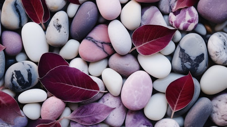 a group of rocks with red leavesの素材