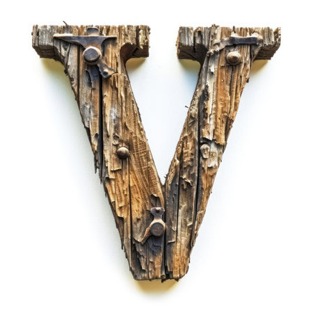 a wooden letter vの素材