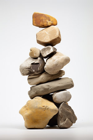 a stack of rocks on a white backgroundの素材