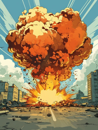 a cartoon of an explosionの素材