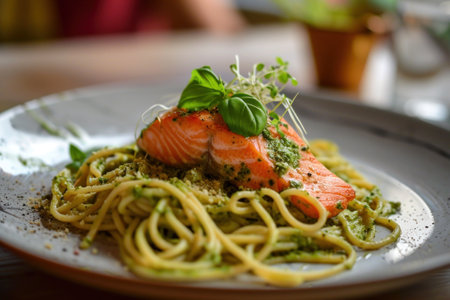 a plate of food on a tableの素材