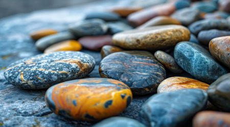a group of rocks on a surfaceの素材