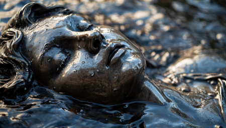 a statue of a woman in waterの素材