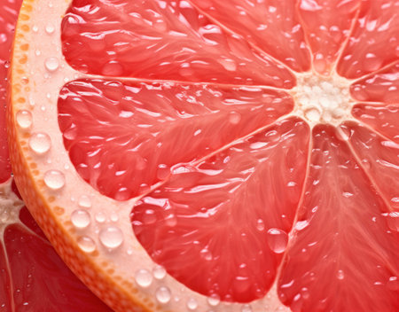 a close up of a grapefruit sliceの素材