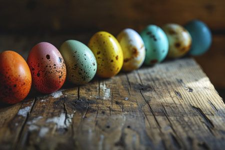 a row of colorful eggsの素材
