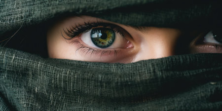 a close up of a person's eyeの素材